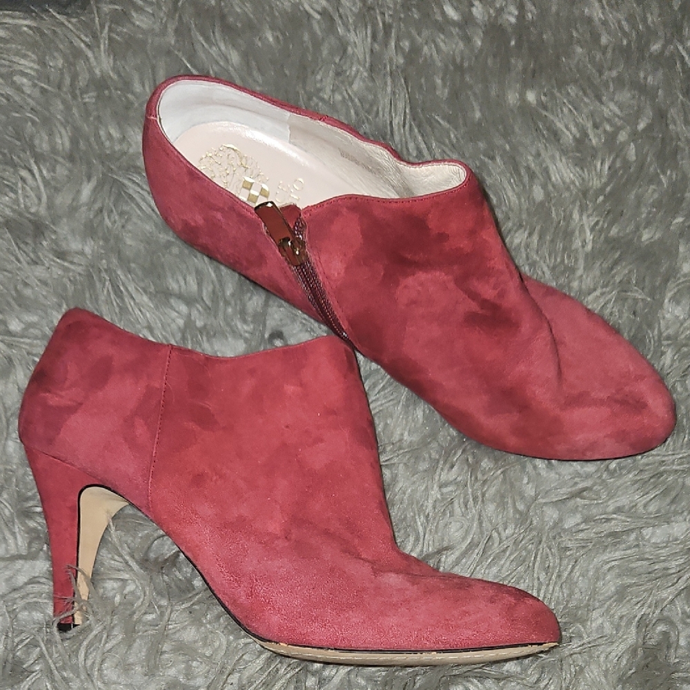 Vince Camuto Elegant Red Suede Ankle Boots